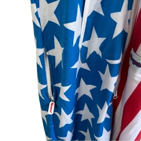 Tipsy Elves USA Patriotic Medium Unisex Romper Jumpsuit Shorts Flag - Picture 7 of 10